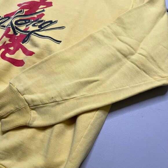 Vintage Hong Kong Graphic Sweatshirt Yellow Pullover Crewneck Mens Large 80s - Picture 4 of 9